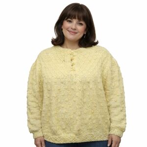 Handknit Sunny Yellow Puff Sleeve Popcorn stitch sweater